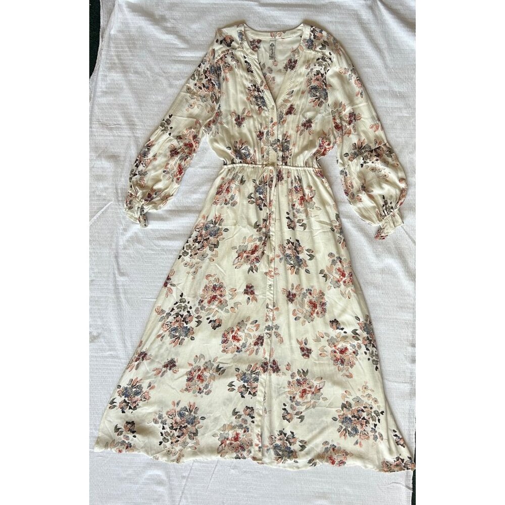 American Rag Women's M Maxi Dress Floral Blouse, Long Sleeve Side Slits - Picture 11 of 13